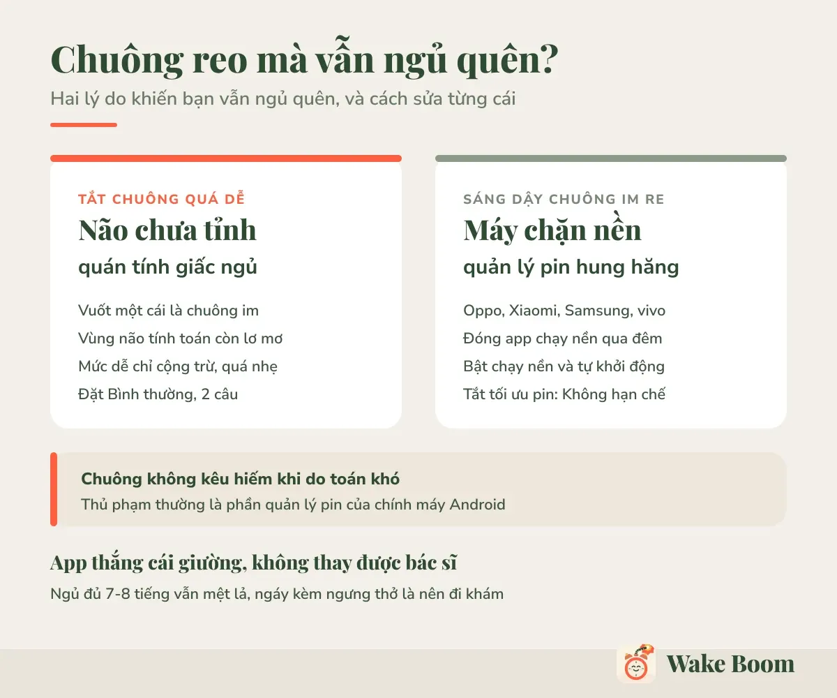 Chuông reo mà vẫn ngủ quên? — Hai lý do khiến bạn vẫn ngủ quên, và cách sửa từng cái