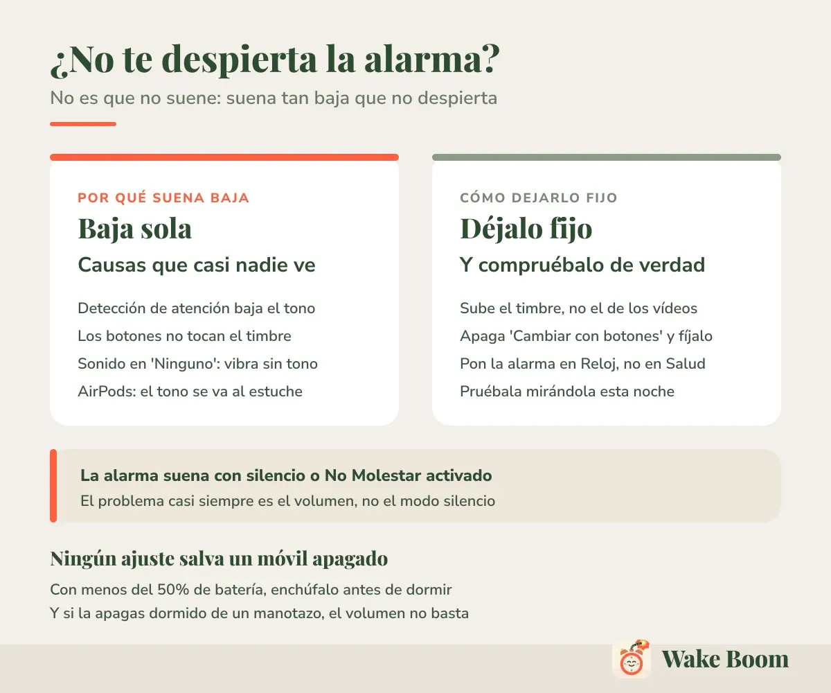 ¿No te despierta la alarma? — No es que no suene: suena tan baja que no despierta
