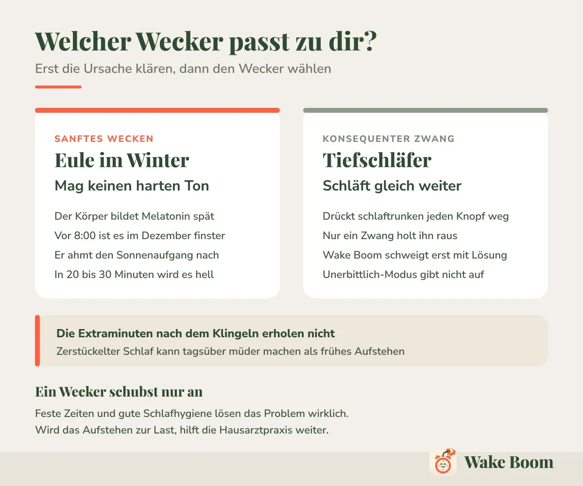 Welcher Wecker passt zu dir? — Erst die Ursache klären, dann den Wecker wählen