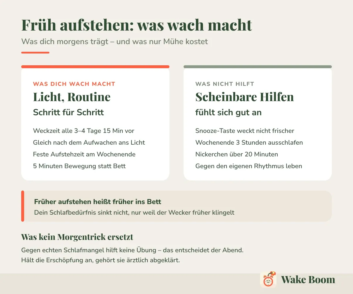 Früh aufstehen: was wach macht — Was dich morgens trägt – und was nur Mühe kostet