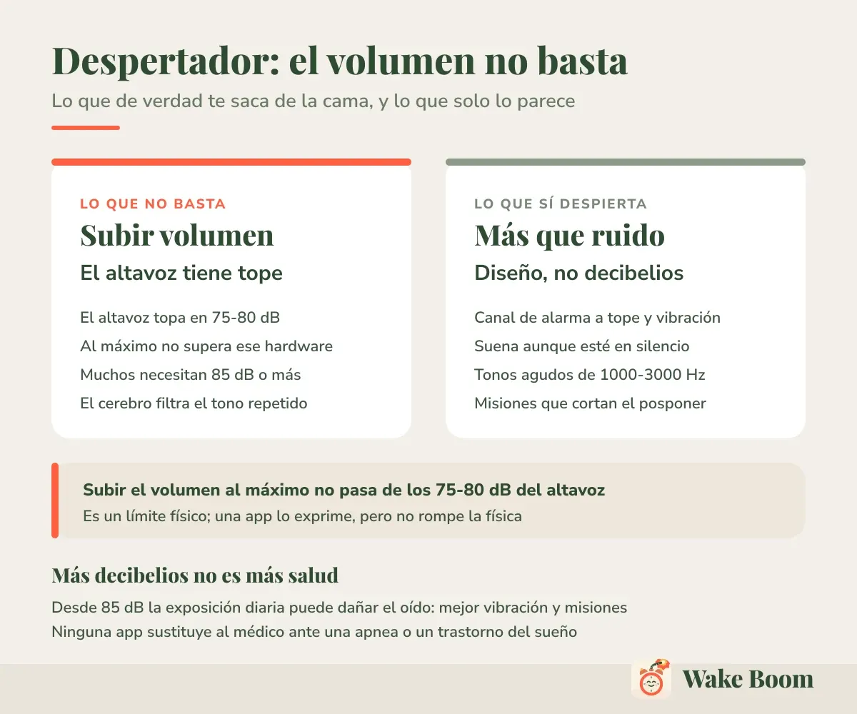 Despertador: el volumen no basta — Lo que de verdad te saca de la cama, y lo que solo lo parece