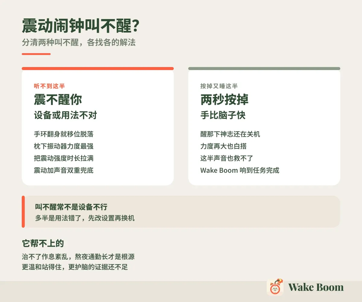 震动闹钟叫不醒？ — 分清两种叫不醒，各找各的解法