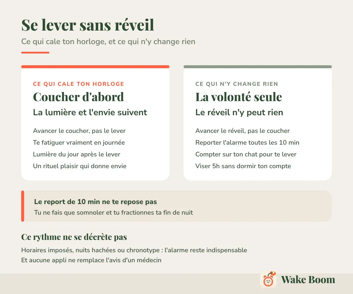 Se lever sans réveil — Ce qui cale ton horloge, et ce qui n’y change rien
