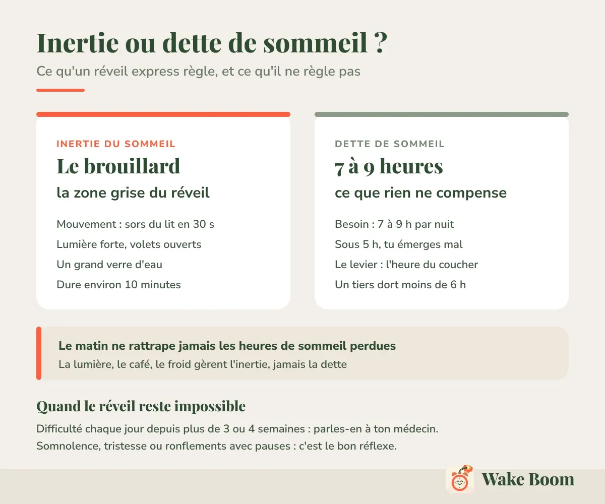 Inertie ou dette de sommeil ? — Ce qu’un réveil express règle, et ce qu’il ne règle pas