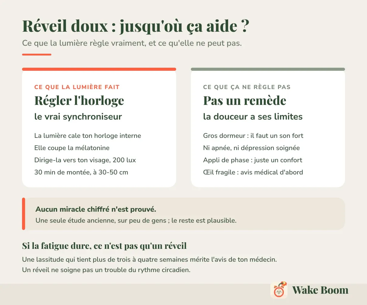 Réveil doux : jusqu’où ça aide ? — Ce que la lumière règle vraiment, et ce qu’elle ne peut pas.