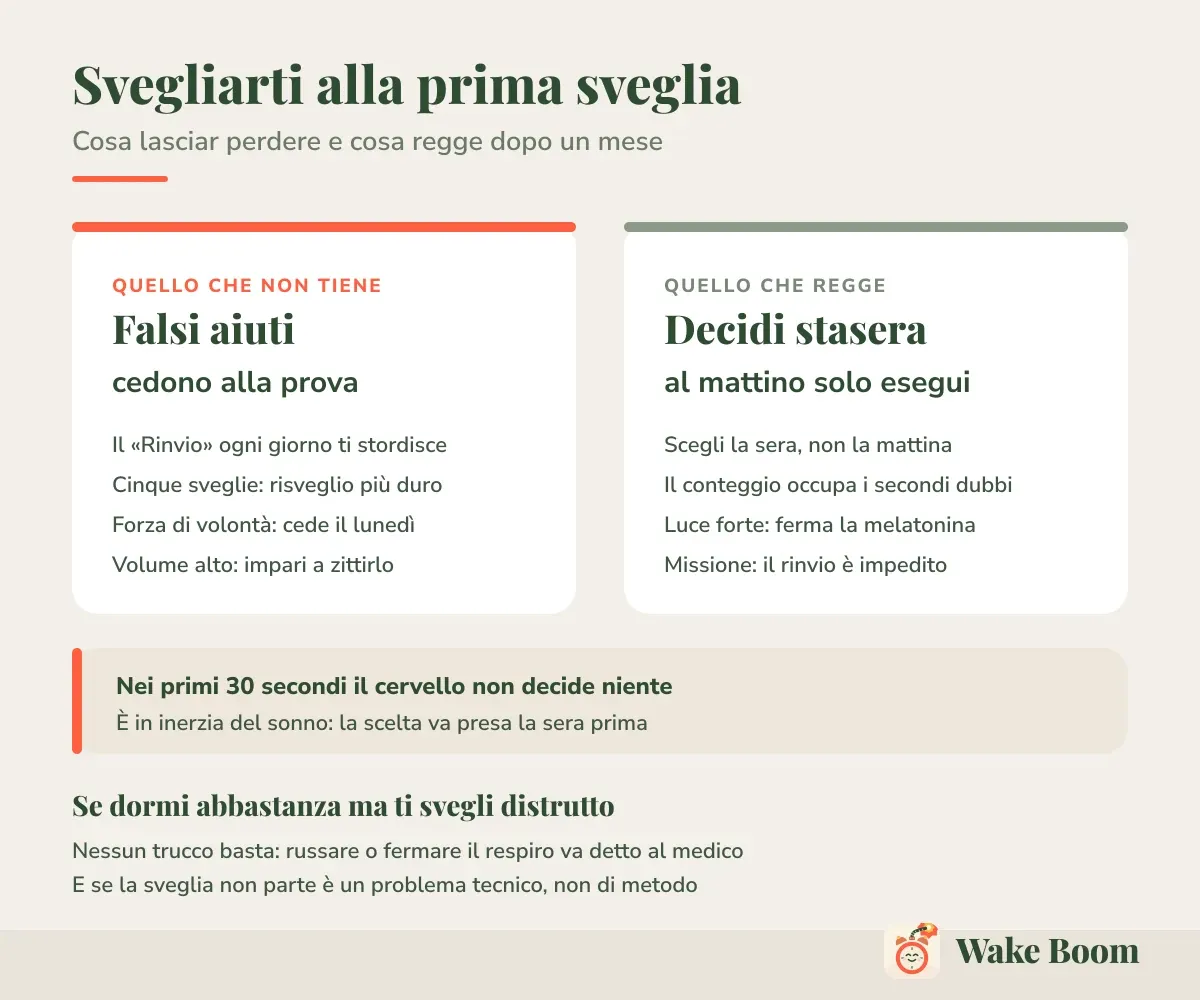 Svegliarti alla prima sveglia — Cosa lasciar perdere e cosa regge dopo un mese