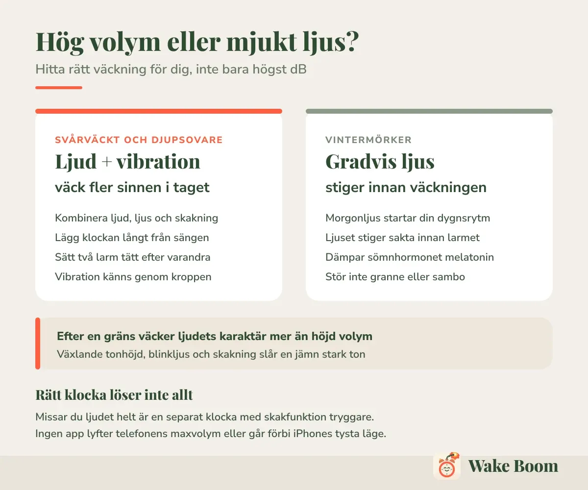 Hög volym eller mjukt ljus? — Hitta rätt väckning för dig, inte bara högst dB