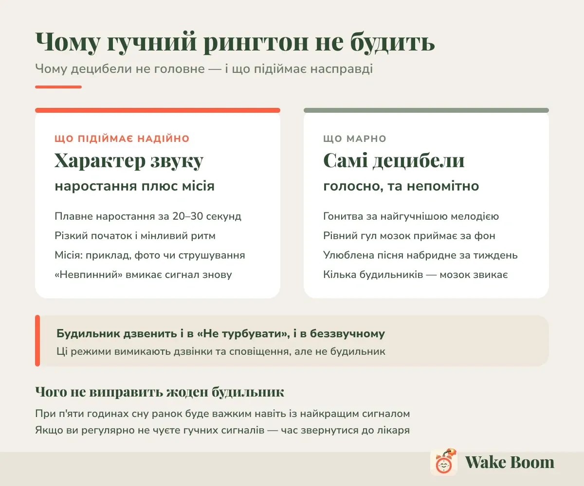 Чому гучний рингтон не будить — Чому децибели не головне — і що підіймає насправді