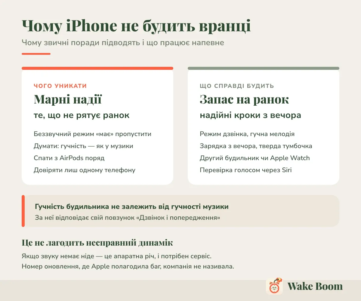 Чому iPhone не будить вранці — Чому звичні поради підводять і що працює напевне