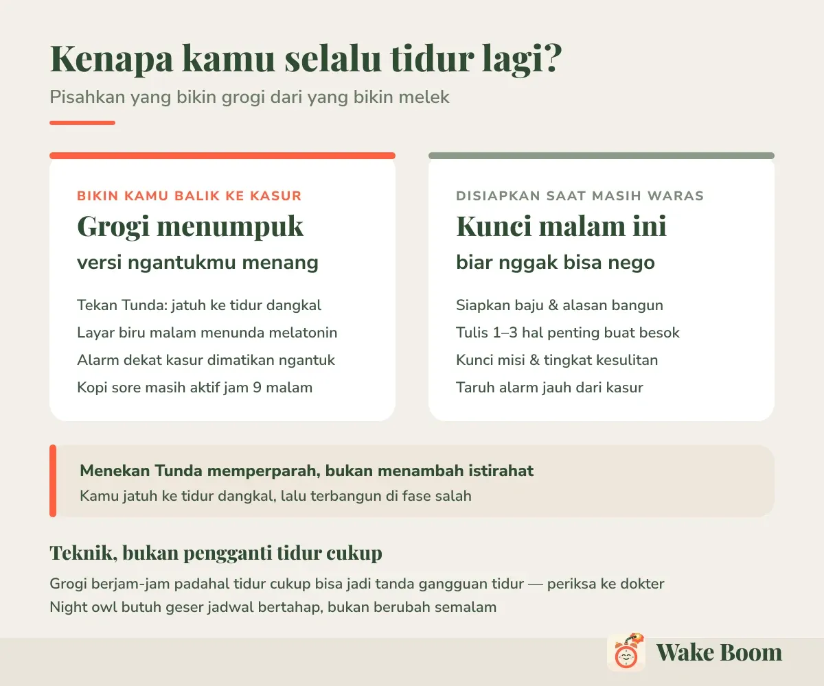 Kenapa kamu selalu tidur lagi? — Pisahkan yang bikin grogi dari yang bikin melek