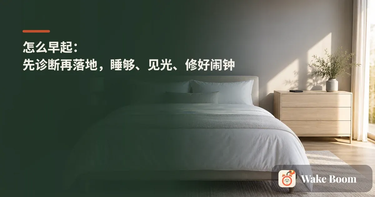 清晨拉开窗帘、自然光照进新加坡组屋卧室，床头放着一台响着的手机闹钟