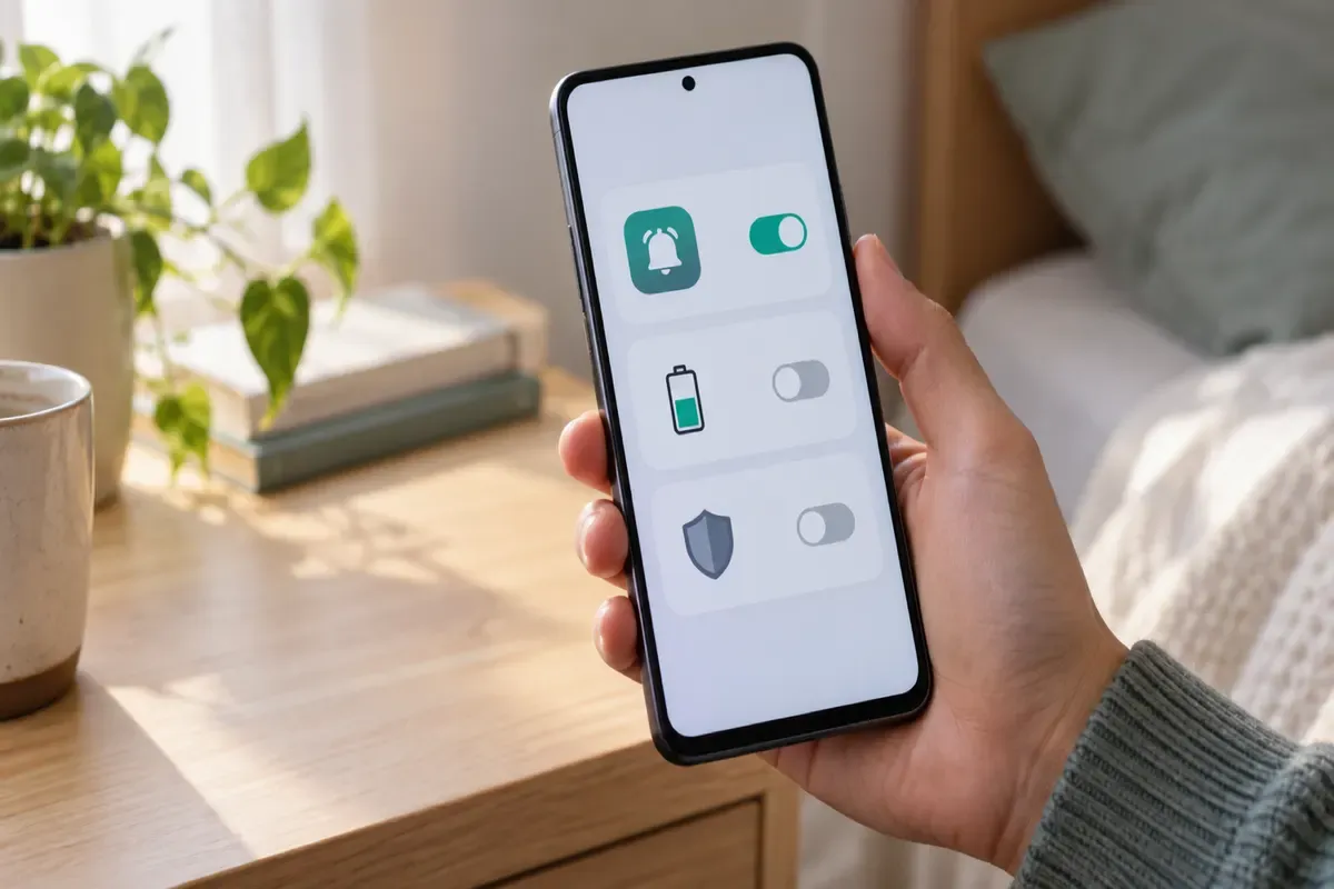 Ilustrace nastavení autostartu a omezení baterie na telefonu Xiaomi