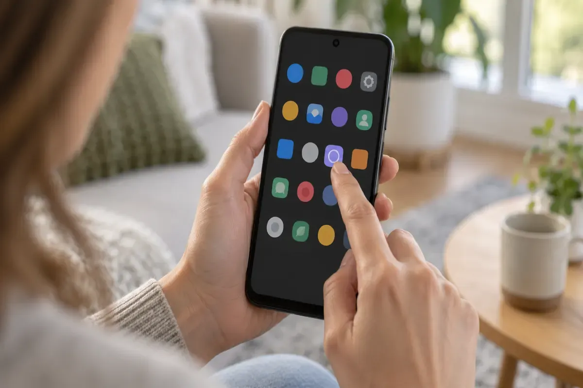 Пошук додатка «Годинник» у шухляді застосунків на Android
